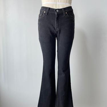 1990s Levi's Jeans 517 Black Denim Low Rise Bootcut 29&amp;quot; x 31&amp;quot; 