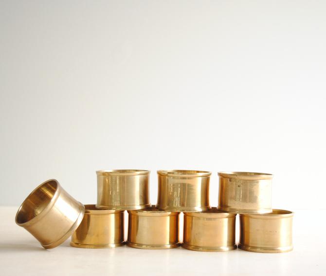 Vintage Brass Napkin Ring Set Set of 8 Gold Napkin Rings Little Dog Vintage Boston MA