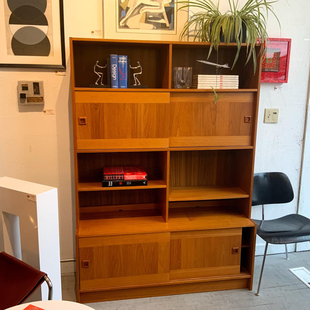 Danish Modern Teak Wall Unit by Domino Mobler Unit 4 Sliding Modern