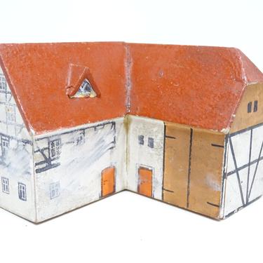 Vintage German  House Barn , Hand Made Hand Painted Wood for Christmas Putz or Nativity, Antique Erzgebirge Germany 
