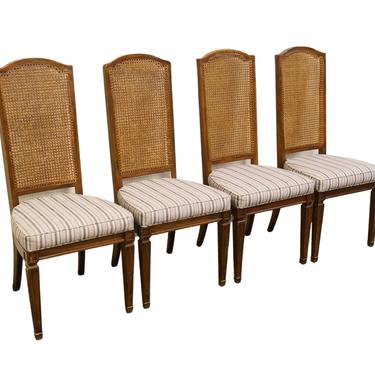 Set of 4 High End Italian Neoclassical Tuscan Style Cane Back Dining Side Chairs 