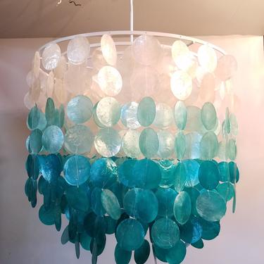 Contemporary Blue Capiz Chandelier