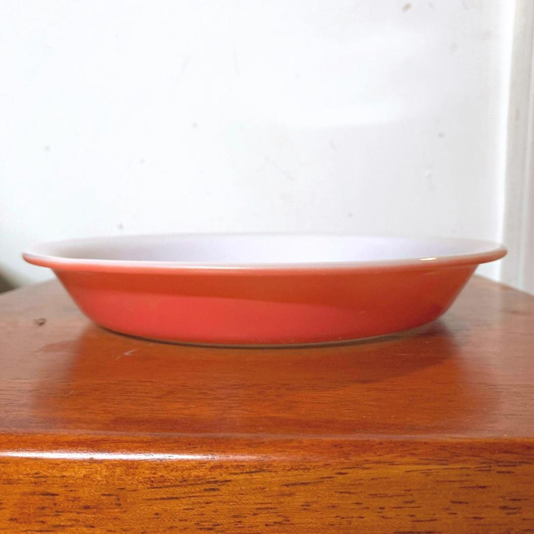 Vintage Pyrex Flamingo Pink Rimmed Pie Plate 209 Over the Years Silver Spring MD