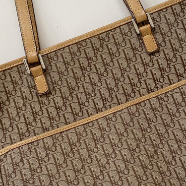 70's vintage Christian Dior brown trotter jacquard handbag with