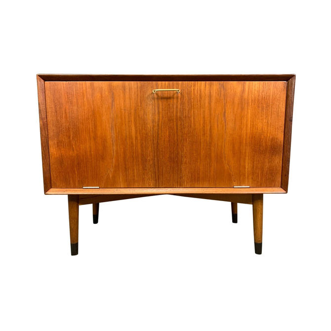 Vintage Danish Mid Century Modern Teak Record Cabinet By