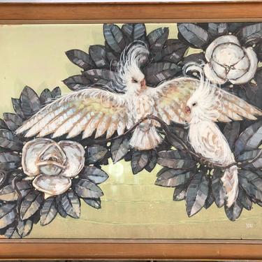 Billy Seay Airbrush Cockatoo and Hibiscus Hawaiian Art for Turner 