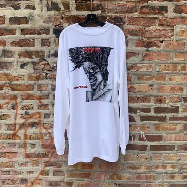 Vintage 90s The Cramps long sleeve T-Shirt Extra long tall Double sided Does Rock n Roll Breed VD? 