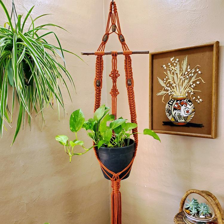 Rust Macrame Pot Holder, Burnt Orange Large Plant | Forest Fathers -  Portland, OR | ATTIC