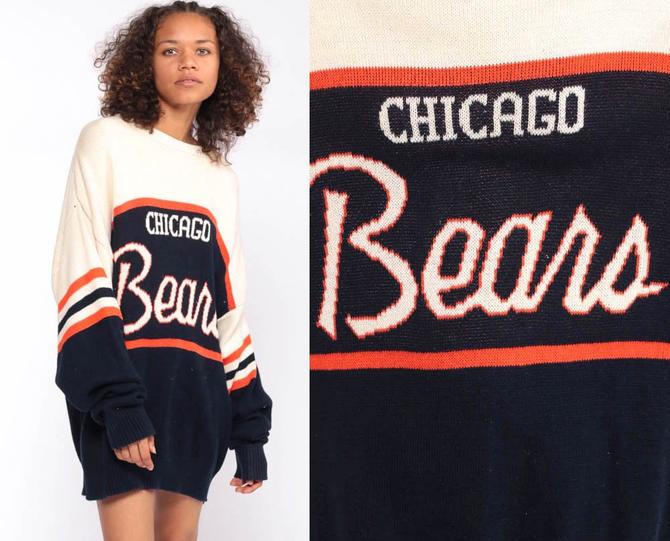 Palm Beach Eclectic Original Vintage Ditka Chicago Bears Football Acrylic Sweater 80s 90s Size M/L