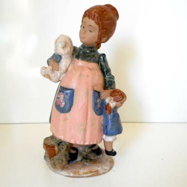 Nadal Figurine Girl with Teddy Bear and Doll Valencia Spain LLADRO 