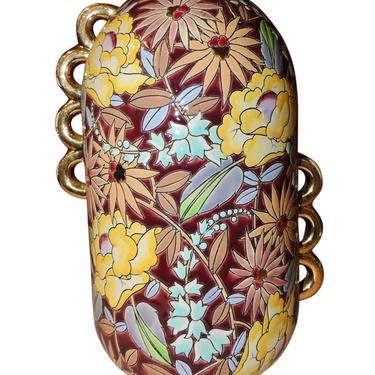 Boch Frères Art Deco Ceramic Vase with Floral Design