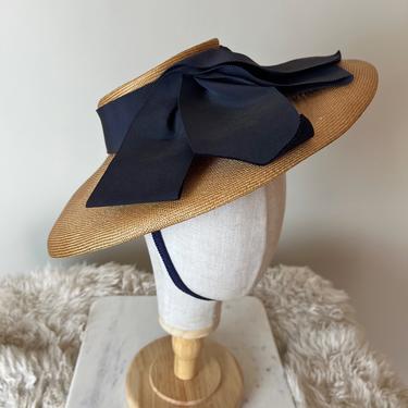 1950’s French Sun Hat | Vintage French Straw Hat | Chin Strap Sun Hat 
