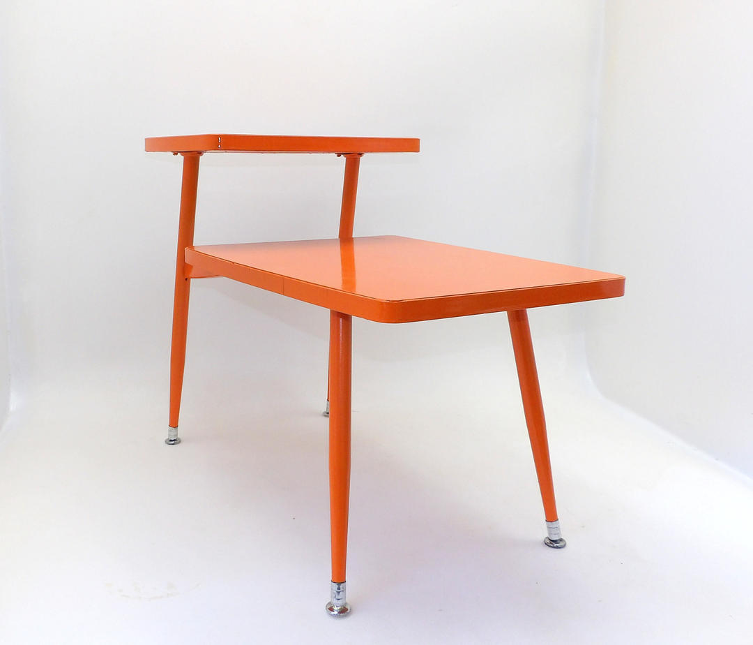 Mid Century Modern Orange Nightstand Night Stand or End Table 2