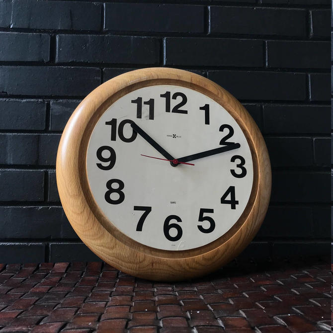 Howard Miller Butcher Block Oak Turned Wood Wall Clock Post Modern Mid Century Vintage 1970s By Brainwashington From Brain Washington Of Silver Spring Md Attic