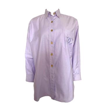 Chanel Lavender Pocket Logo Button Down