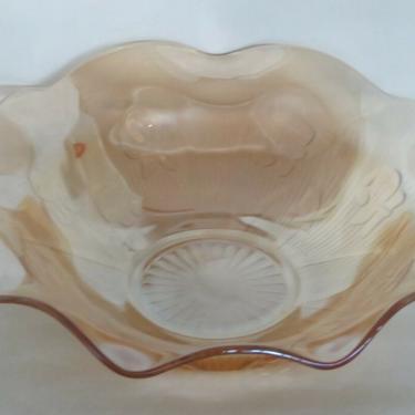 Jeannette Iris Herringbone Marigold Depression Glass Serving Bowl 2500B
