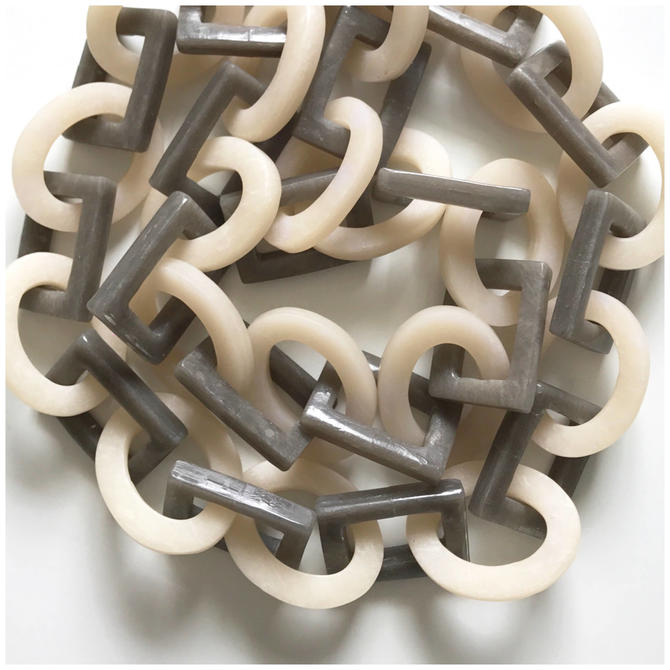 Chain link necklace. Handmade with polymer clay gray and