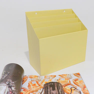 Strawflower Soft Satin Yellow Desk Organizer Office Inbox Mid Century Modern Metal Desktop File Holder Outbox Bin Rack Bill Slot Secret File 