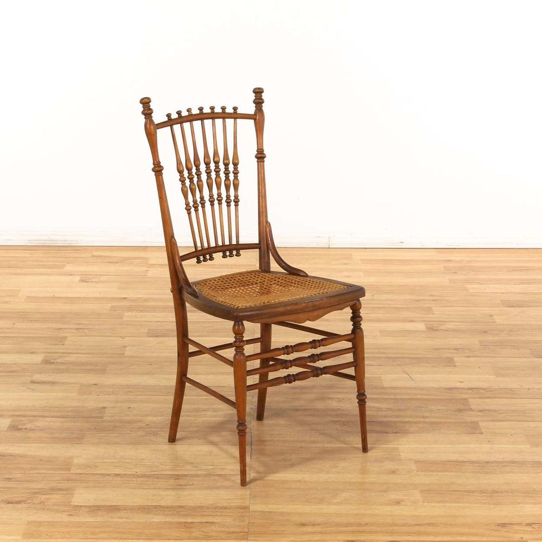 Traditional Spindle Back Accent Chair w/ Cane Seat Loveseat (Los