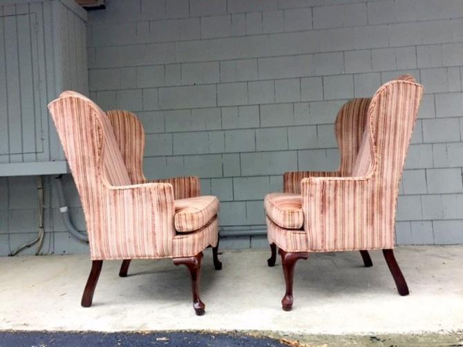 Pair Of Vintage Ethan Allen Wingback Chairs From Off Main Of