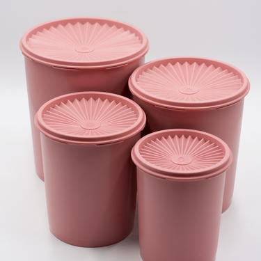 Vintage Tupperware Pink Mauve Dusty Rose Canister Set of Four