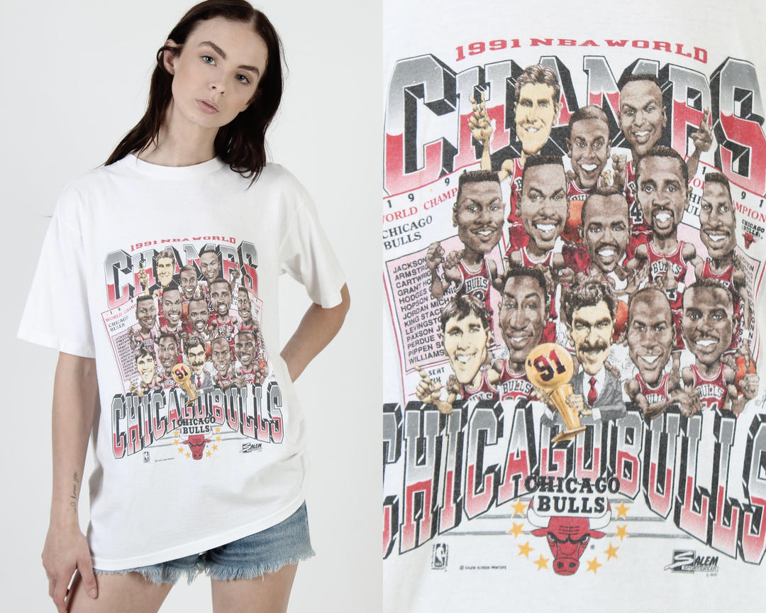 Vintage 1991 Chicago Bulls Championship Shirt Salem Sportswear Size M