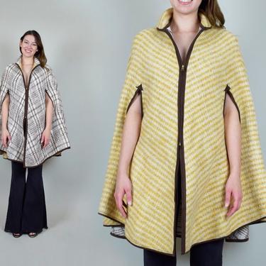 1950's Reversible Plaid Poncho Cape 50's Wool Blanket Cape 