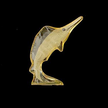 Vintage Modernist Lucite Yellow &amp; Black Sculpture of Swordfish? Marlin? Fish by Abraham Palatnik Made in Brazil 