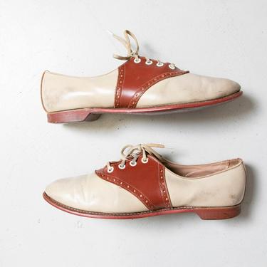 Vintage 1940s Saddle Shoes Leather Lace up Oxfords 6 Deja Vintage Boutique Edmonds WA