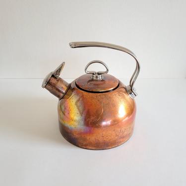 Vintage Chantal Copper Kettle, Stainless Steel Handle and Interior, Harmonica Whistle, Gorgeous Patina 