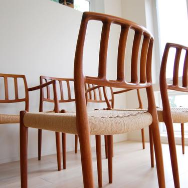 Set of 6 Danish Modern J L Moller Teak Dining Chairs Model 66 and 83 Niels Otto Moller Made in Denmark 