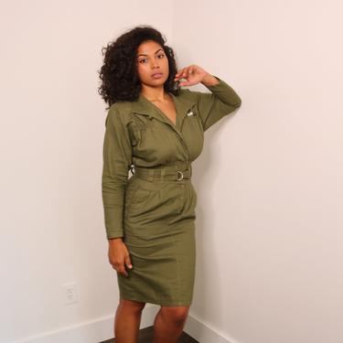 Vintage Nok Nok Dress | 80s 90s Military Dress | | J Michael Vintage -  Atlanta, GA | ATTIC