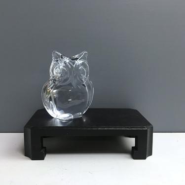 Daum France Minos crystal owl - 3.5&amp;quot; tall - vintage art glass 