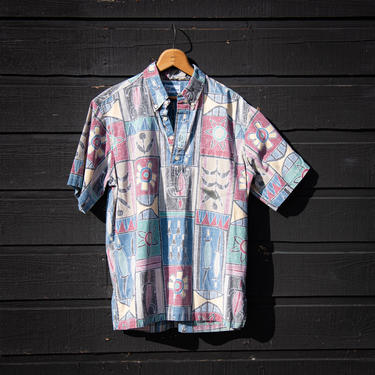 Vintage Reyn Spooner Hawaiian Shirt | Large Cotton Reverse Print TIKI Luau Shirt | Tropical Aloha Shirt Surf Polo 