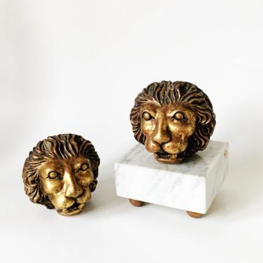 Vintage Pair of Italian Gilt Lion Heads 