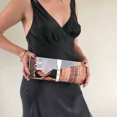 70s magazine clutch / vintage 1970s French Elegance Vogue fashion magazine baguette clutch purse 