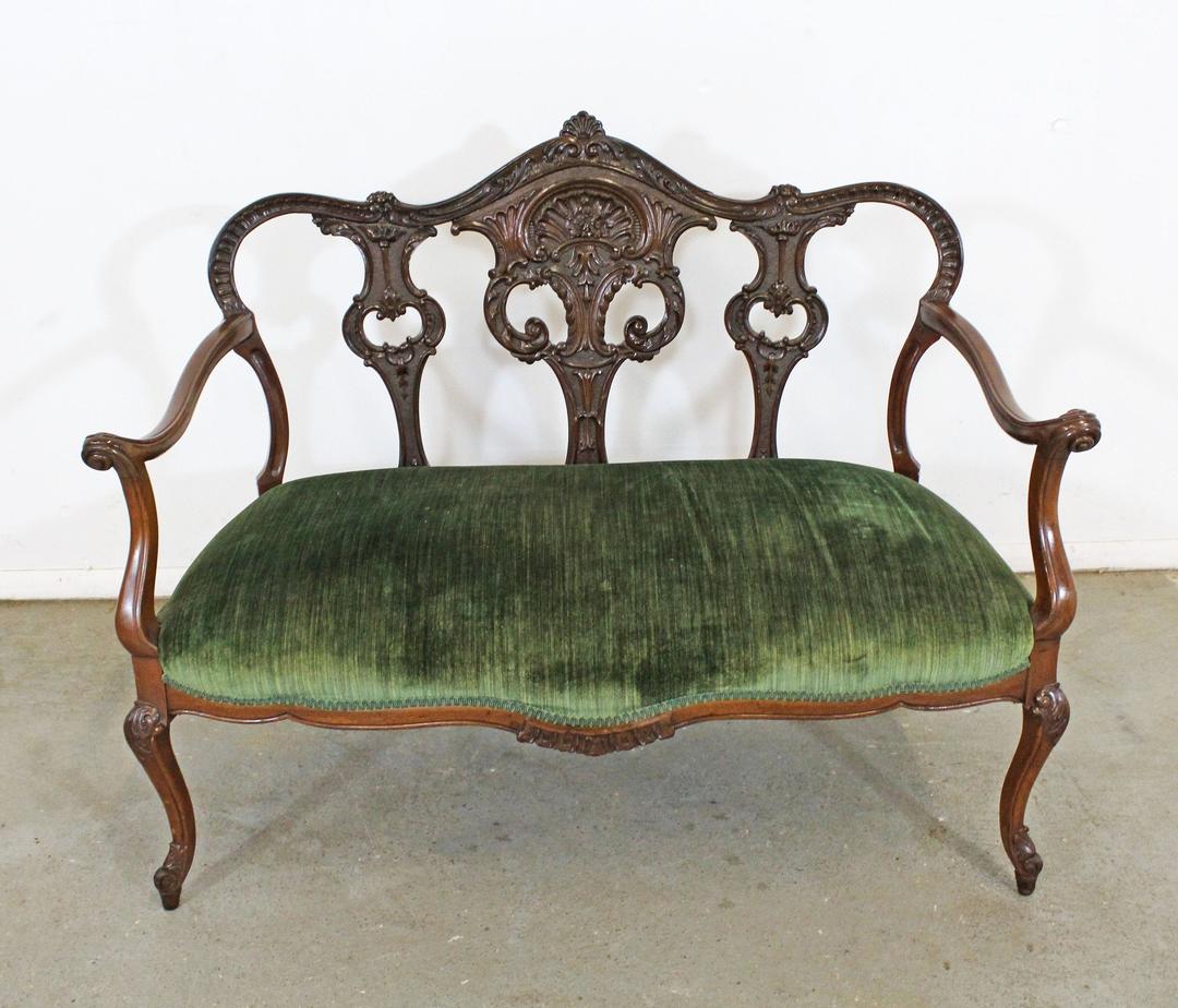 Antique French Carved Wood Settee Bench Circa Late 1800s Annex