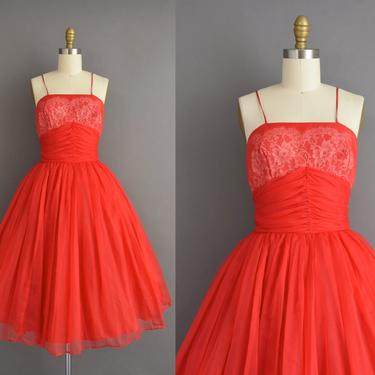 vintage 1950s dress | Outstanding Candy Apple Red Holiday Cocktail Party | Small | 50s vintage dress 
