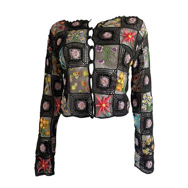 Moschino Floral Crochet Button Top