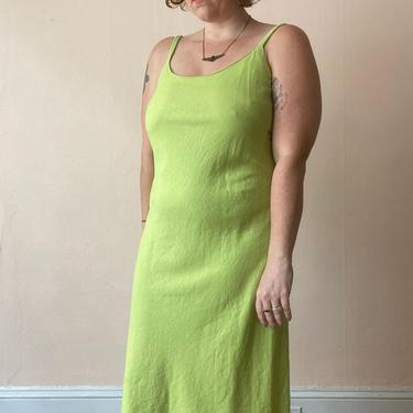 90s Chartreuse Lime Green Linen Blend Maxi Dress | No Surrender Vintage -  Atlanta, GA | ATTIC