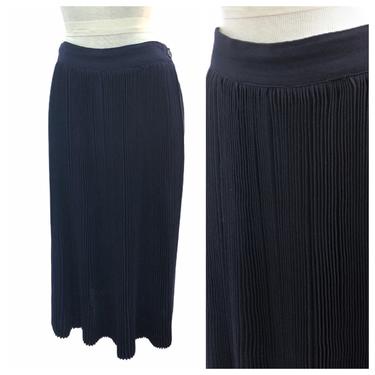 Vintage VTG 1940s 40s Beverly Paige Navy Wool Pleated Midi Skirt 