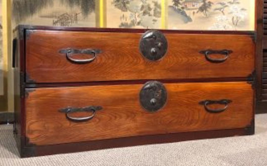 Antique Japanese Nihonmatsu Lacquer Han Tansu Clothing Chest. Kuraya