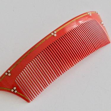 AUGUSTE BONAZ Art Deco Red Galalith Hair Comb, | Comb Again  display picture 3