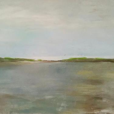 Potters Pond, fall seascape, coastal art, hand painted, original art, Rhode Island artwork, Marsh, unique art, beach house, interior design 
