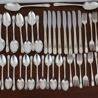 Set of 73 piece Vintage Silverplate Flatware Set in &quot;Beloved Pattern&quot; by WM Rogers 
