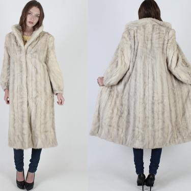 Vintage 60s Blonde Mink Coat / Fur Collar Real Platinum Mink Fur / 1960s Ivory Lined Open Opera Swing Winter Jacket 