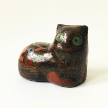 Vintage Folk Art Pottery Cat 