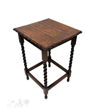Wooden Side Table | Antique English Barley Twist Rectangular Accent Table 