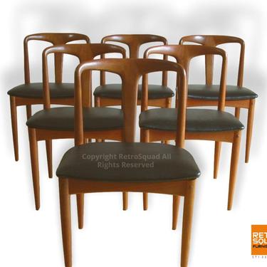 6 &quot;Juliane&quot; Dining Chairs by Johannes Andersen for Uldum with Sculpted Teak Frame Text / Call Offers 571 330 0810 