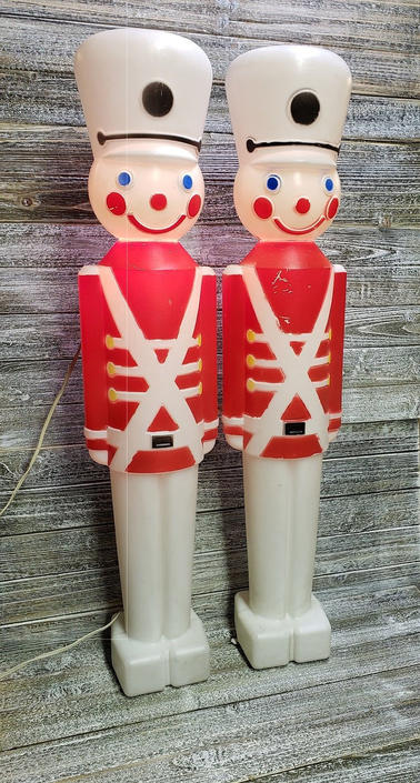 Vintage Nutcracker Soldier Blown Mold Plastic Red White Holiday Christmas  Union Products 